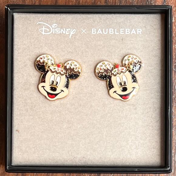 Disney X BaubleBar Mickey Mouse Ice Cream Cone Stud Earrings Jewelry New - Picture 2 of 3